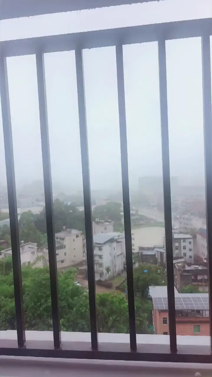 台风过境，大雨滂沱，
